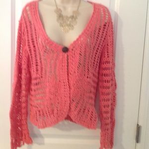 Coral crocheted sweater